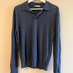 NWOT Zara Knit Long Sleeve Polo SZ M
